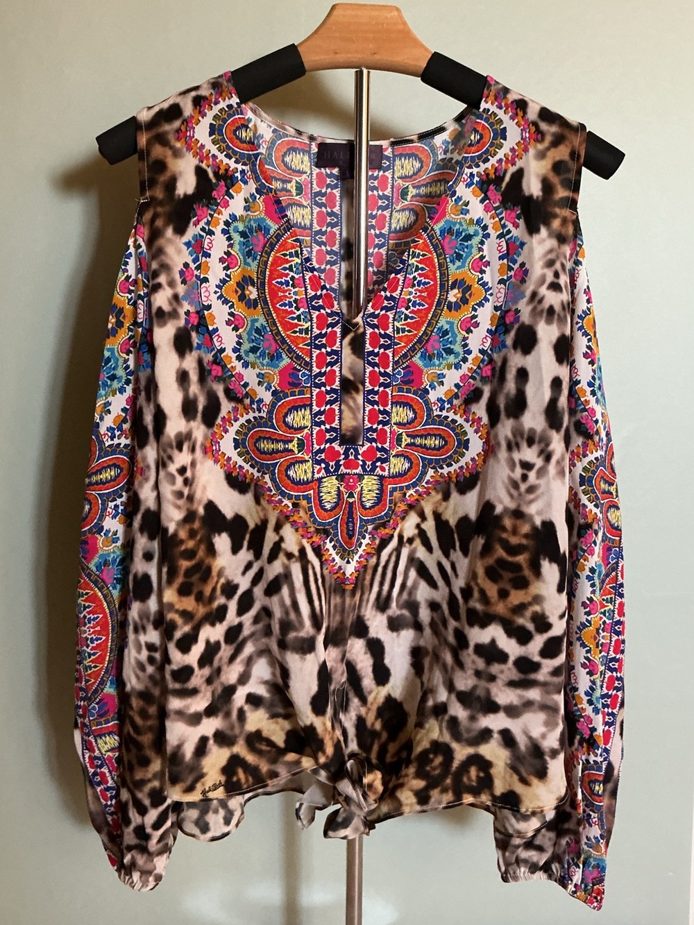 Hale Bob Silk Size M Boho Print Sleeveless Top - Multicolor